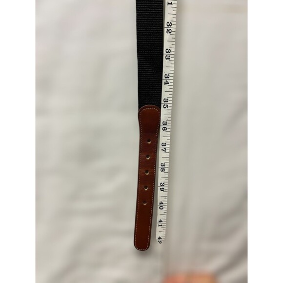 Vintage Women's Coach Brown Leather & Black Stretch Fabric Belt Size 38” 95cm - Picture 4 of 8